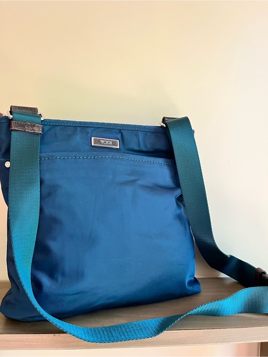 Tumi Handbags - Tumi Teal-Blue Nylon Messenger Bag